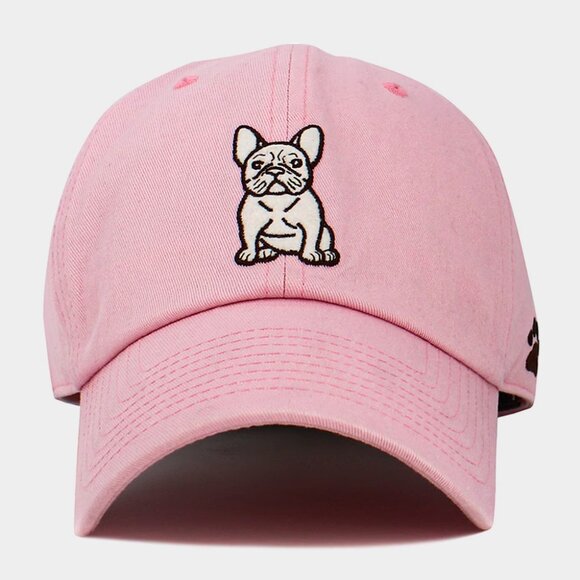 French Bulldog Embroidered Baseball Cap Pink Beige Black Dog Lovers Frenchie Pet - Picture 7 of 7